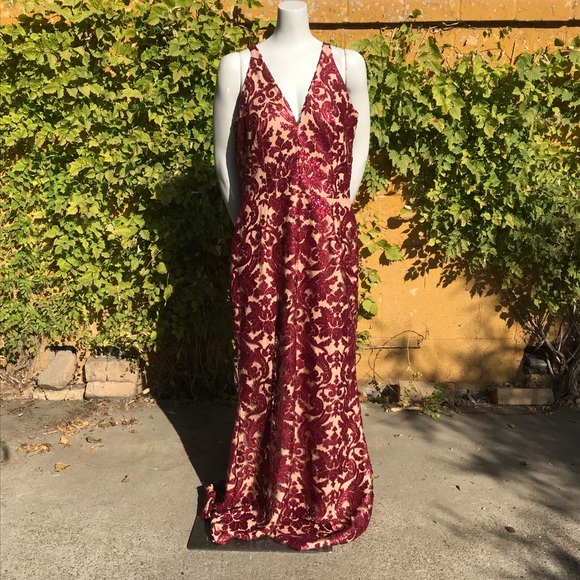 Dress the Population red sequin maxi dress DB6 - Picture 2 of 8